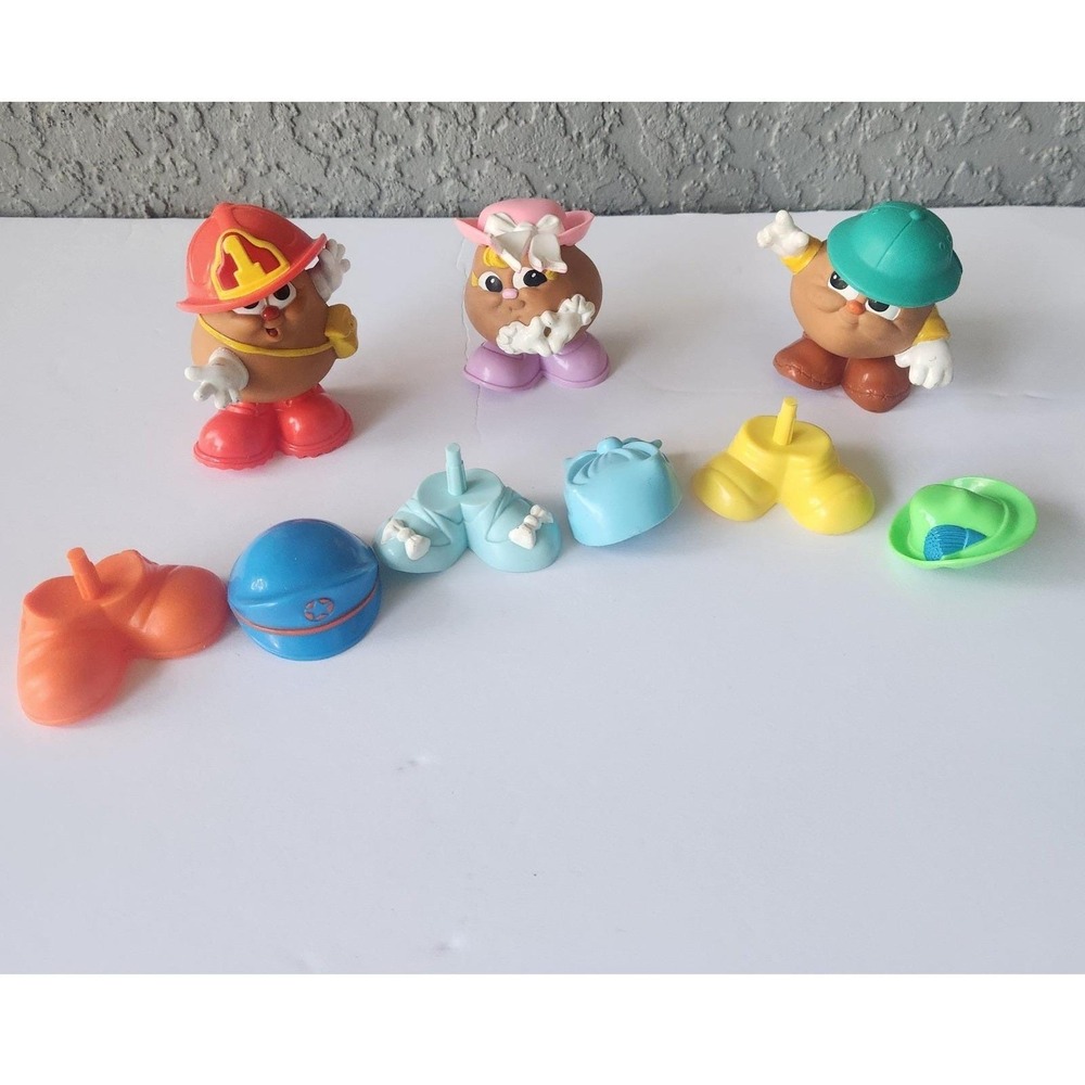 Vintage 1986 Hasbro Mr Potato Head Kids Figures Lot 3 Characters Accessories 80s